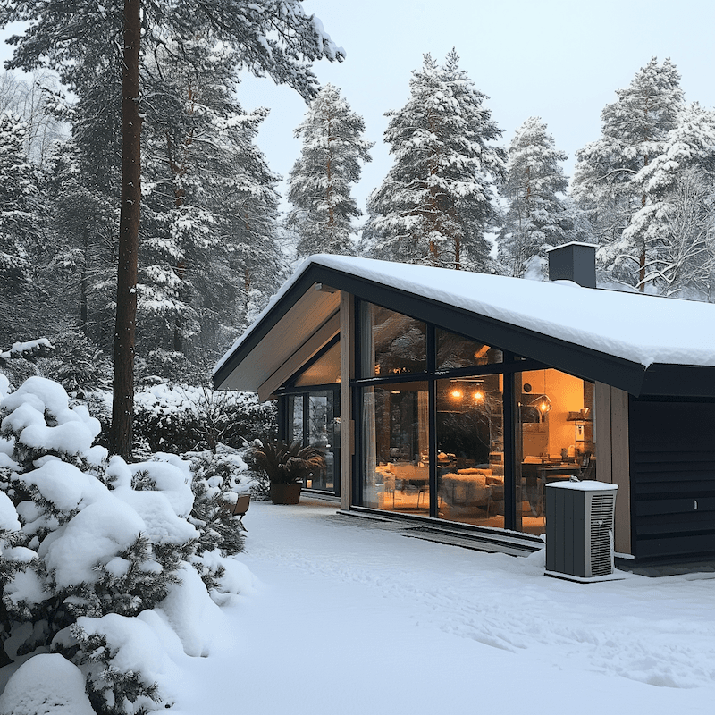 Typical Scandinavian house in deep snow