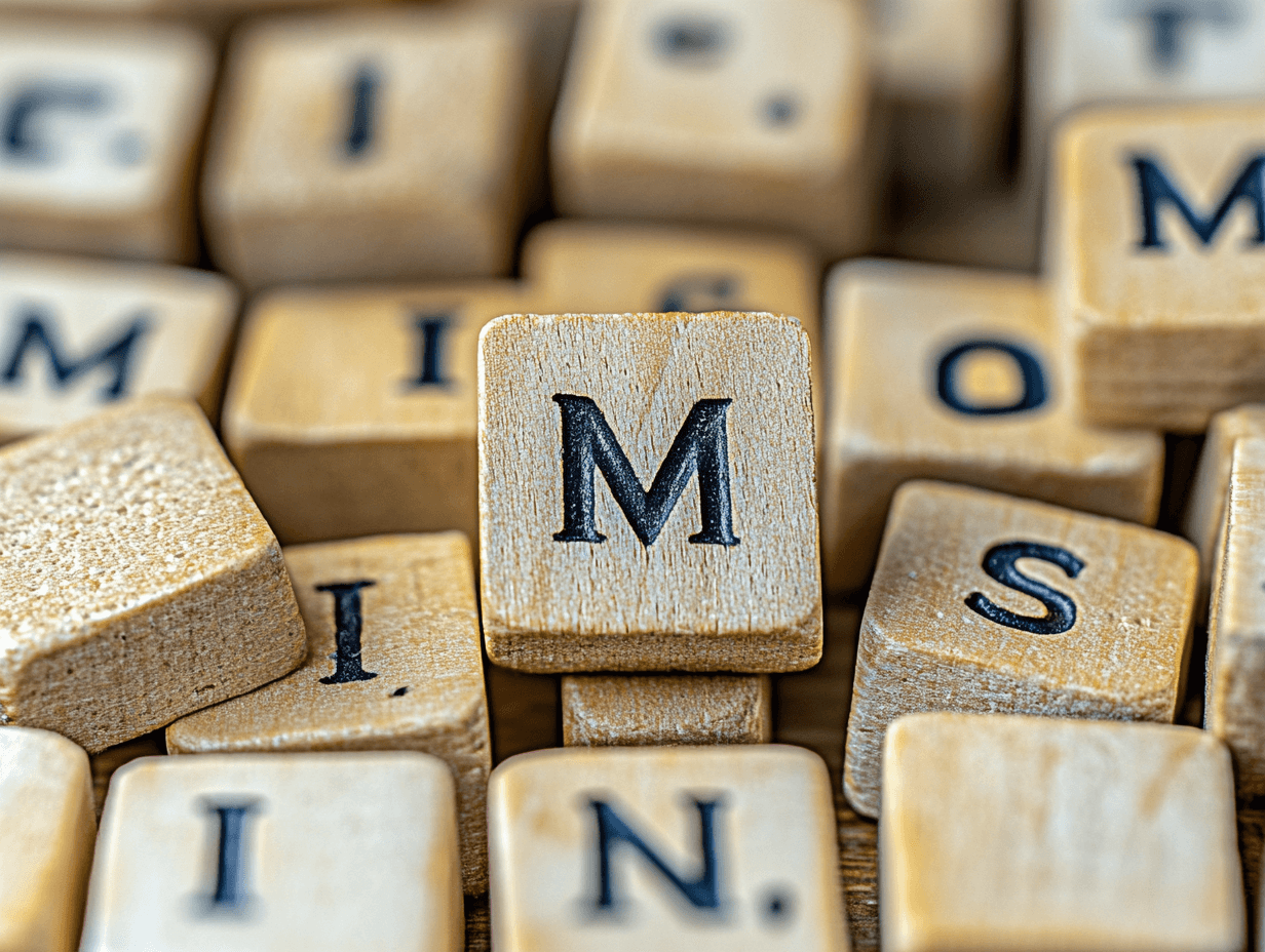 Scrabble letters scattered showing the word mission